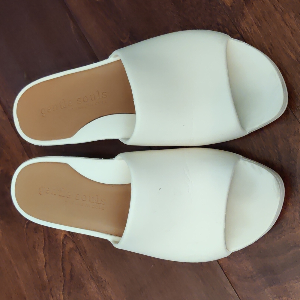 Gentle Souls by Kenneth Cole Women's Gisele Eva Wedge Sandal Eggshell Size 8